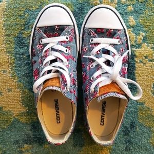 Converse Girls Floral Sneaker Shoes with Pink Roses